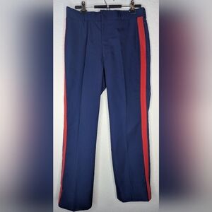 Sz 35 DRESS BLUE UNIFORM TROUSERS RED NCO BLOOD STRIPE US MARINES PIN UP PANTS